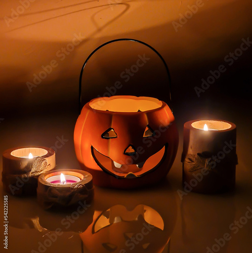 halloween pumpkin and candles
