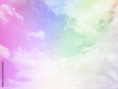 beauty sweet pastel violet green colorful with fluffy clouds on sky. multi color rainbow image. abstract fantasy growing light