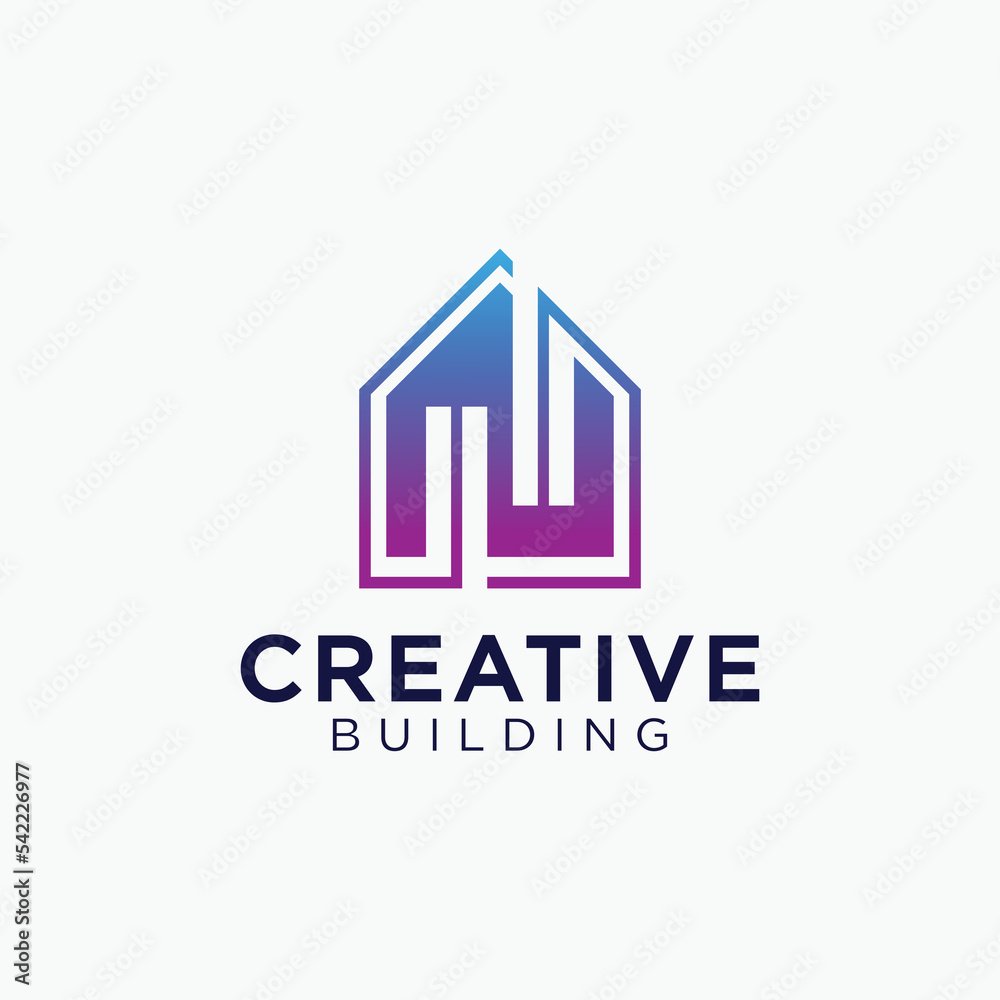 Tech building logo design architectural construction building design template vector