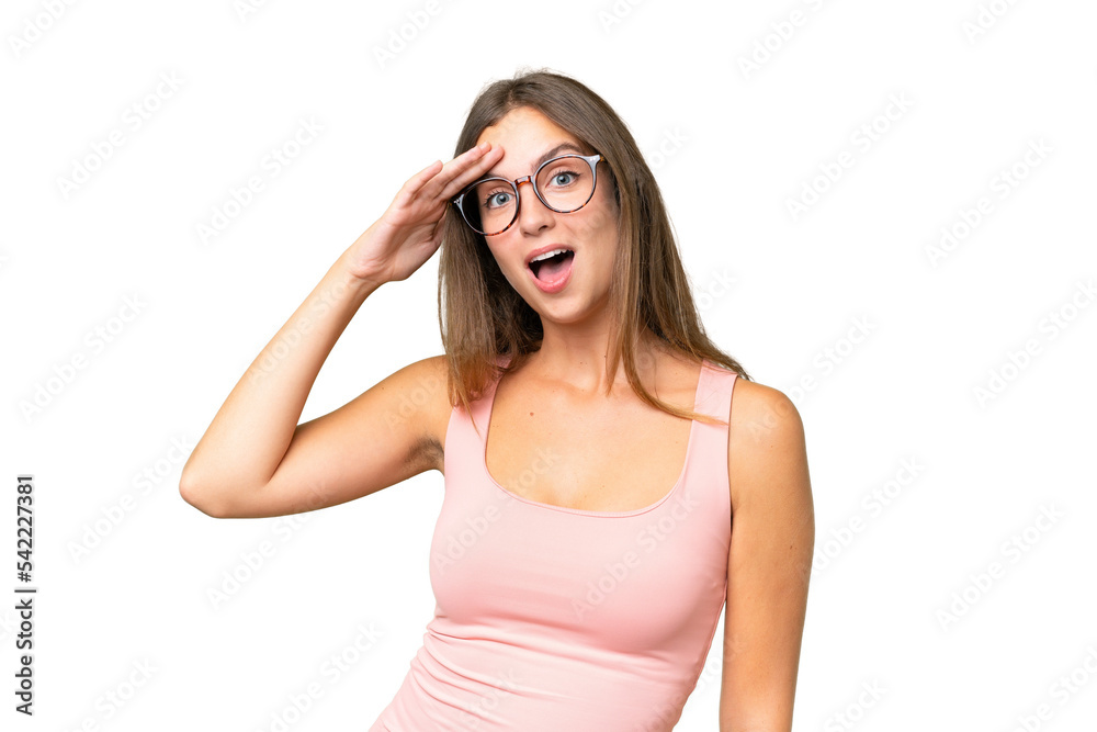 Young pretty woman over isolated background has realized something and intending the solution Young pretty woman over isolated background has realized something and intending the solution