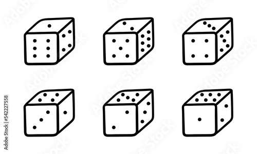 a collection of hand drawn dice on a white background
