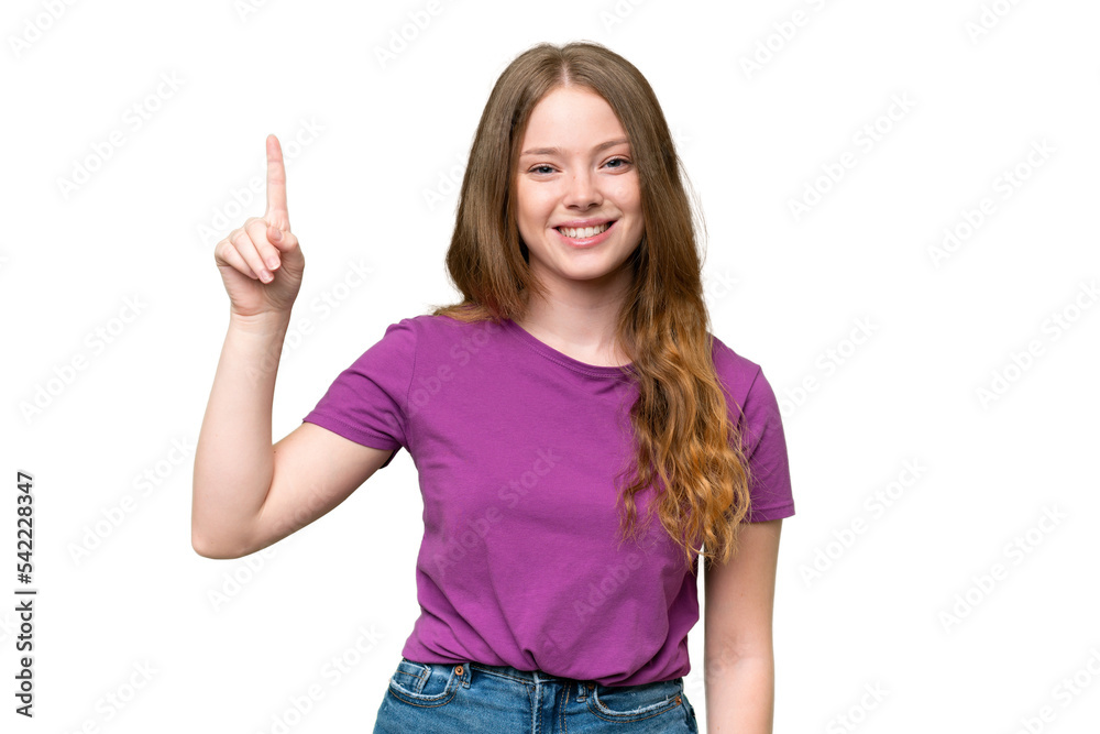 Young pretty woman over isolated background pointing up a great idea Young pretty woman over isolated background pointing up a great idea