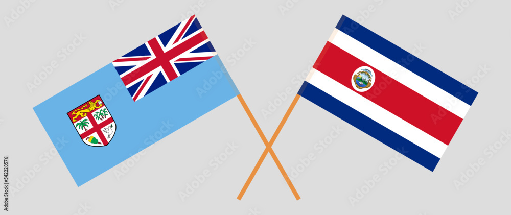 Obraz premium Crossed flags of Fiji and Costa Rica. Official colors. Correct proportio