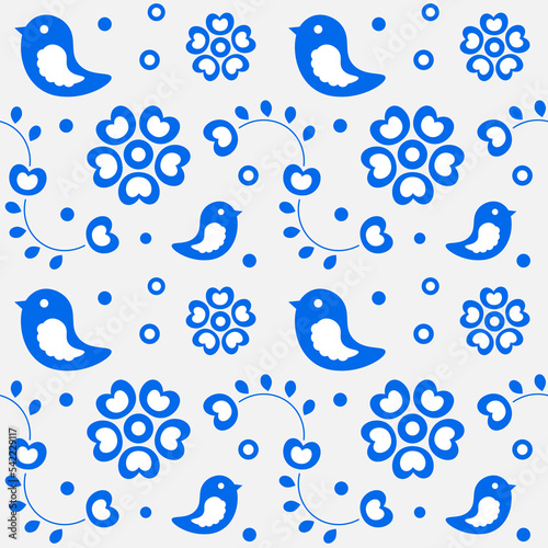 Photography Seamless pattern with birds and flowers