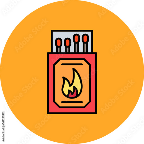 Matches Multicolor Circle Filled Line Icon