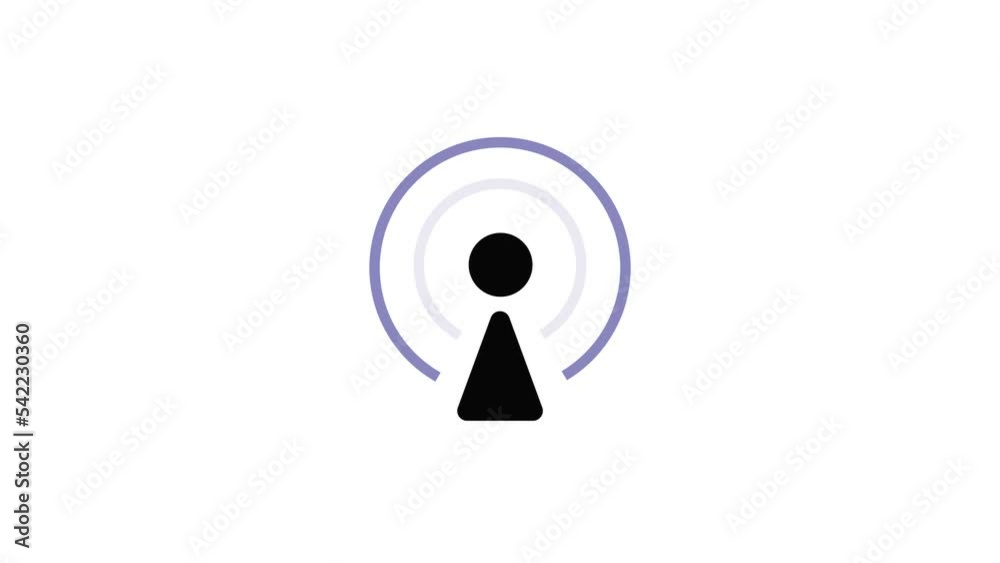 Animated antenna with signal icon. Taking signal and sharing info