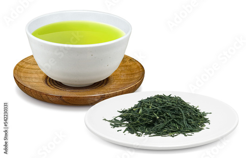 緑茶 煎茶 茶葉 イラスト リアル セット 