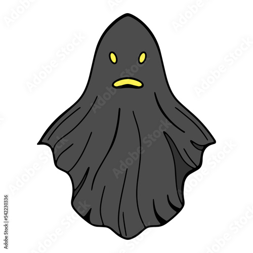 Flying cloth ghost. Scary ghost monster for Halloween. Cute cartoon spooky character