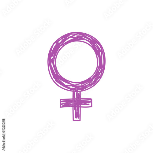 Venus planet symbol pictogram. Purple vector sign. Pencil drawing illustration