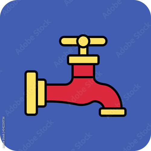 Faucet Multicolor Round Corner Filled Line Icon