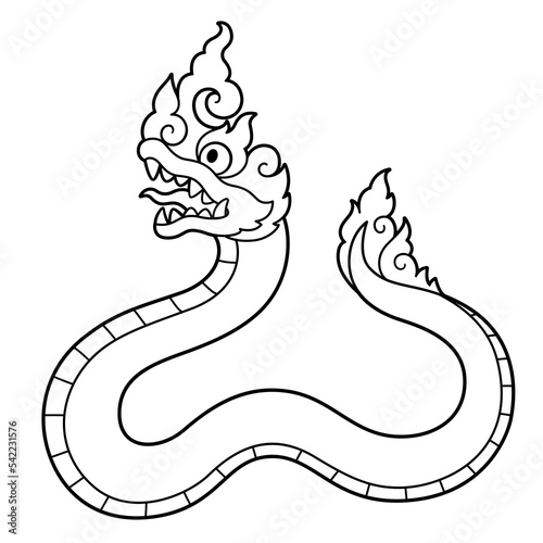 Thai Naga line art drawing