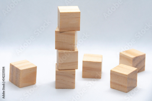 Blank wooden cubes with customizable space for text or ideas. Copy space