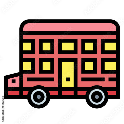 double decker filled outline icon style