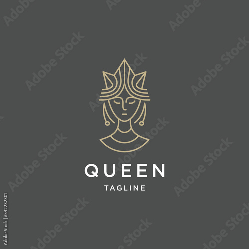 Queen line logo icon design template flat vector