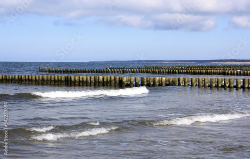 Groynes in Ahrenshoop, Baltic Sea, Germany

