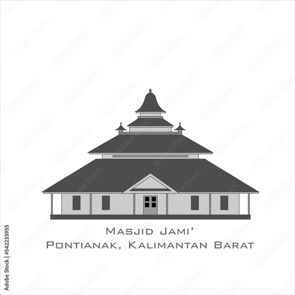 landmark-jami-mosque-masjid-pontianak-kalimantan-barat-in-a-simple