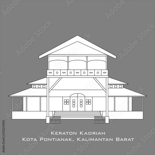 Illustration of landmark Kota Pontianak, Keraton Kadariah Melayu kalimantan barat flat icon buildings traditional design for tourism - flat modern vector photo