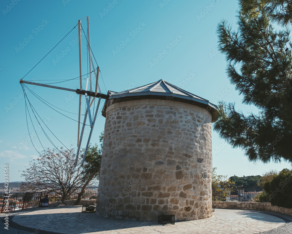 Alacati windmills in Alacati Town. Alacati is populer historical tourist destination in Izmir, Turkey. Alacati windmills in Alacati Town. Alacati is populer historical tourist destination in Izmir, Turkey.
