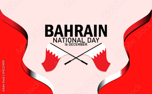 Bahrain national day celebration poster. National day vector with Bahrain flag, Bahrain National Day