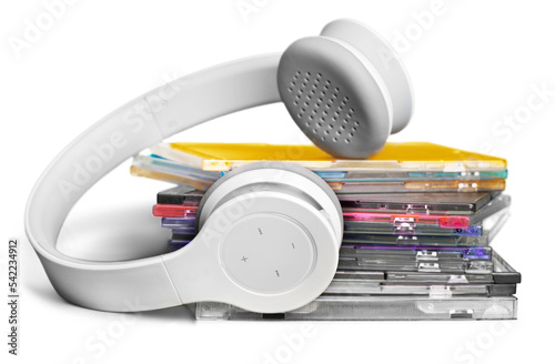 Headphones Around CD Cases photo