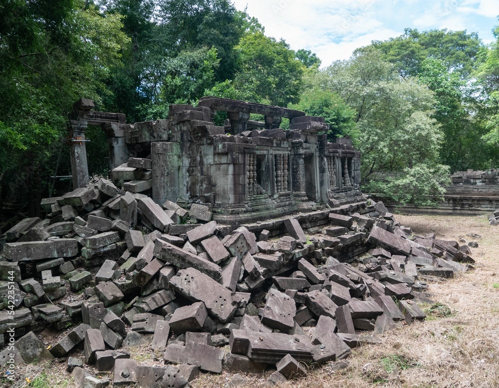 View of the ruins of the Beng Mealea temple in Cambodia View of the ruins of the Beng Mealea temple in Cambodia