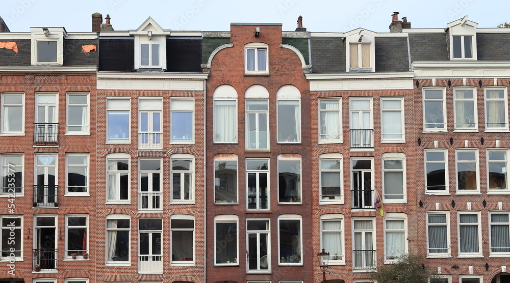 Fototapeta premium Amsterdam Jacob Catskade Canal House Facades Close Up, Netherlands