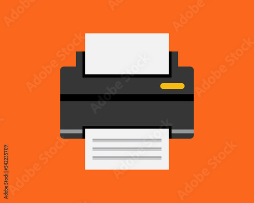 Orange background vector printer icon