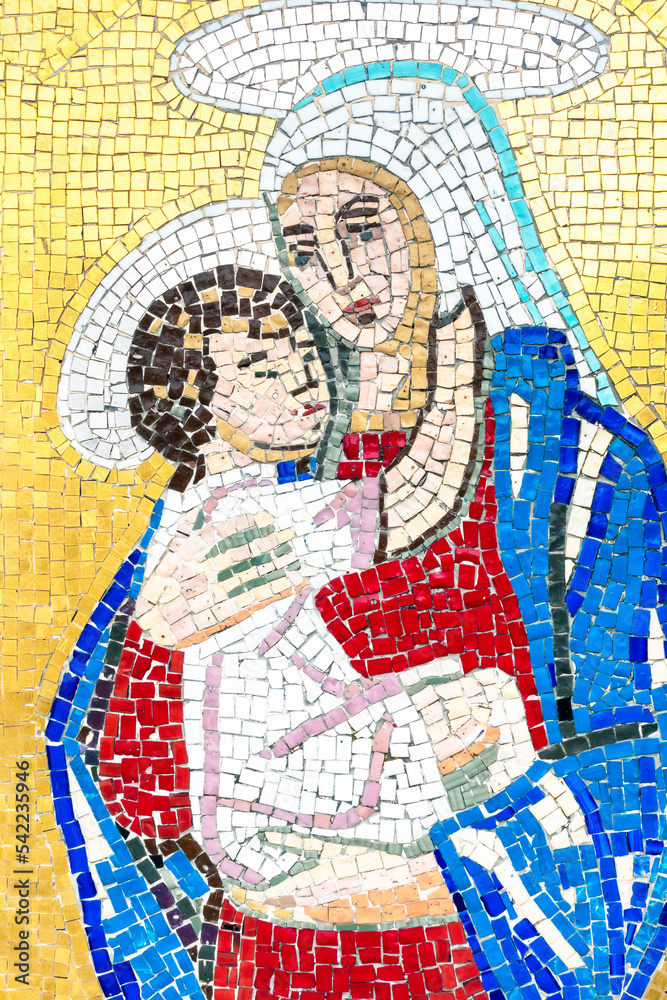 Obraz premium Colorful mosaic of Mary and Jesus