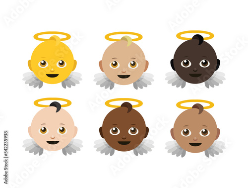 Baby angels set vector illustration emoji wings