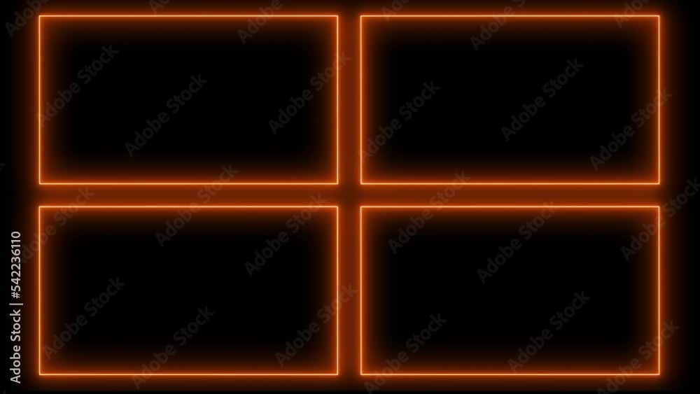 Animation of a framework for texts and announcements of running lines of neon red ocher color on a black background. Computer graphics Animation of a framework for texts and announcements of running lines of neon red ocher color on a black background. Computer graphics