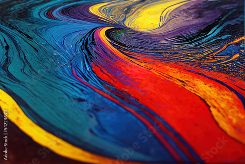 Abstract Acrylic pour tsunami of colour
