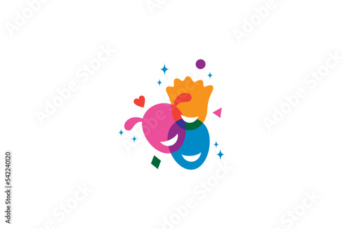 Cheerful smiling children's face logo