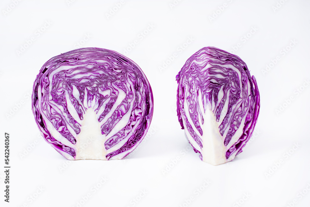 Red cabbage, slice, isolated on white background. Red cabbage, slice, isolated on white background.