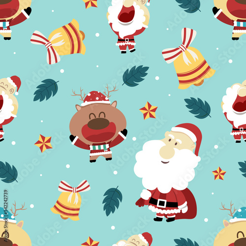 seamless pattern merry christmas elements on color background