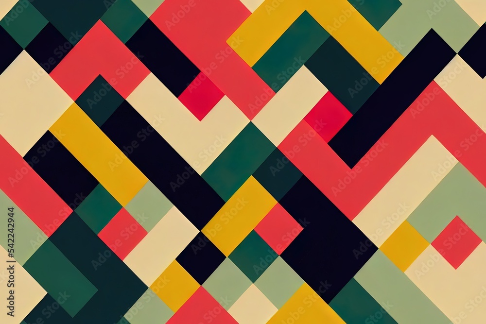 Modern 2d illustrated abstract geometric seamless pattern, background with stripes, rectangles and squares in retro scandinavian style. Pastel colored simple shapes graphic pattern. Abstract mosaic Modern 2d illustrated abstract geometric seamless pattern, background with stripes, rectangles and squares in retro scandinavian style. Pastel colored simple shapes graphic pattern. Abstract mosaic