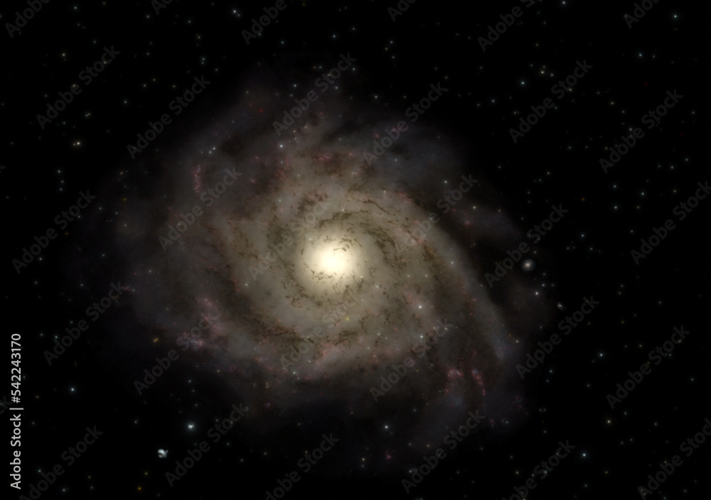 Galaxy with stars in the deep space, 3d illustration