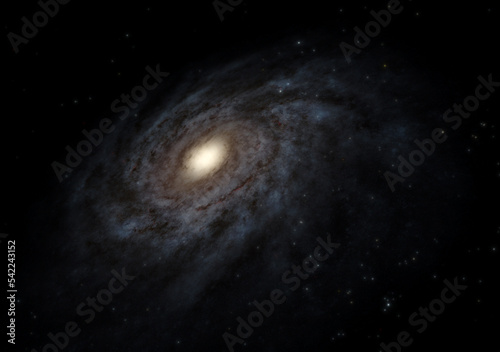 Galaxy with stars in the deep space, 3d illustration