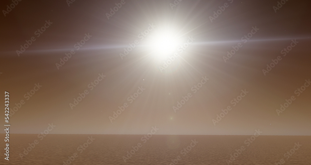Sunrise on Mars as it is seen from the surface. Travel to Mars 3d illustration background