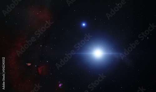 Rigel star and nebula 3d illustration background