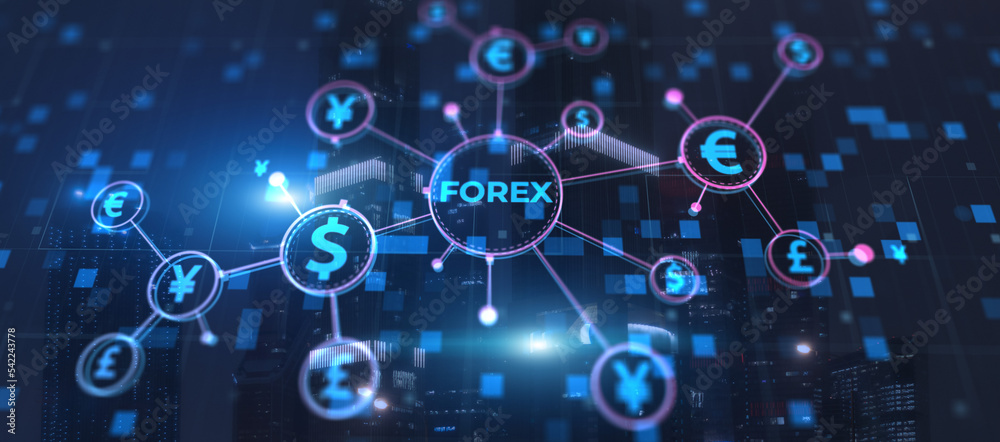 Forex Market Investment Trading Concept on modern city background Forex Market Investment Trading Concept on modern city background