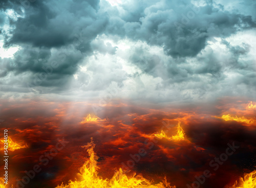 Canvas Print Heaven paradise above and fiery hell below