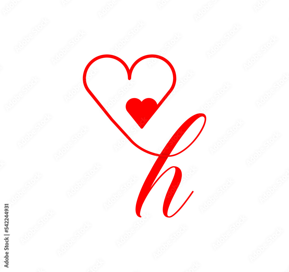H letter script heart line. from the heart. Letter H handwriting logo template with love and heart shape decoration. The first signature vector. H letter script heart line. from the heart. Letter H handwriting logo template with love and heart shape decoration. The first signature vector.