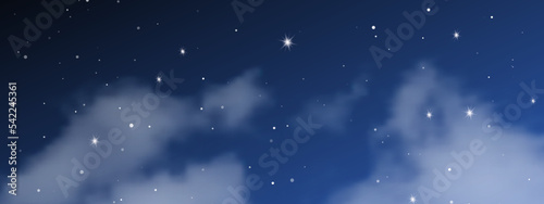 Night sky with clouds and many stars