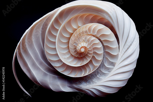 nautilus shell on black