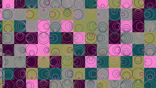 green, pink and grey geometric pattern, seamless wallpaper for fabric, tile, tablecloth