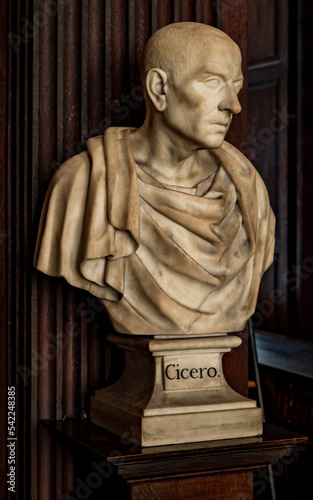 Bust of Cicero in Long Room of Trinity College Old Library in Dublin photo