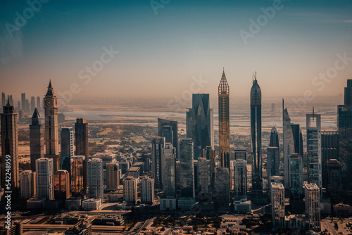 Dubai Marina with beautiful city sunset time