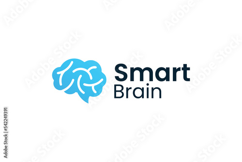 Brilliant smart blue brain logo vector