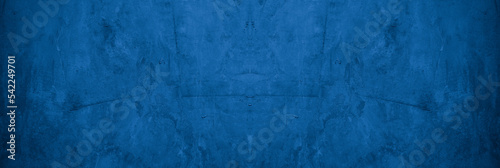 Old wall pattern texture cement blue dark abstract blue color design are light with black gradient background.