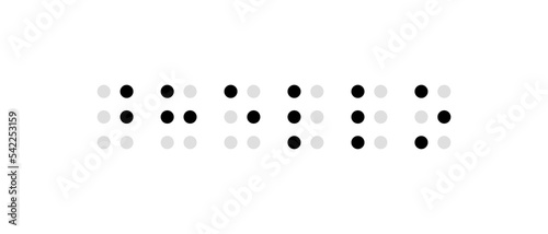 Welcome speech in Braille. The word hello